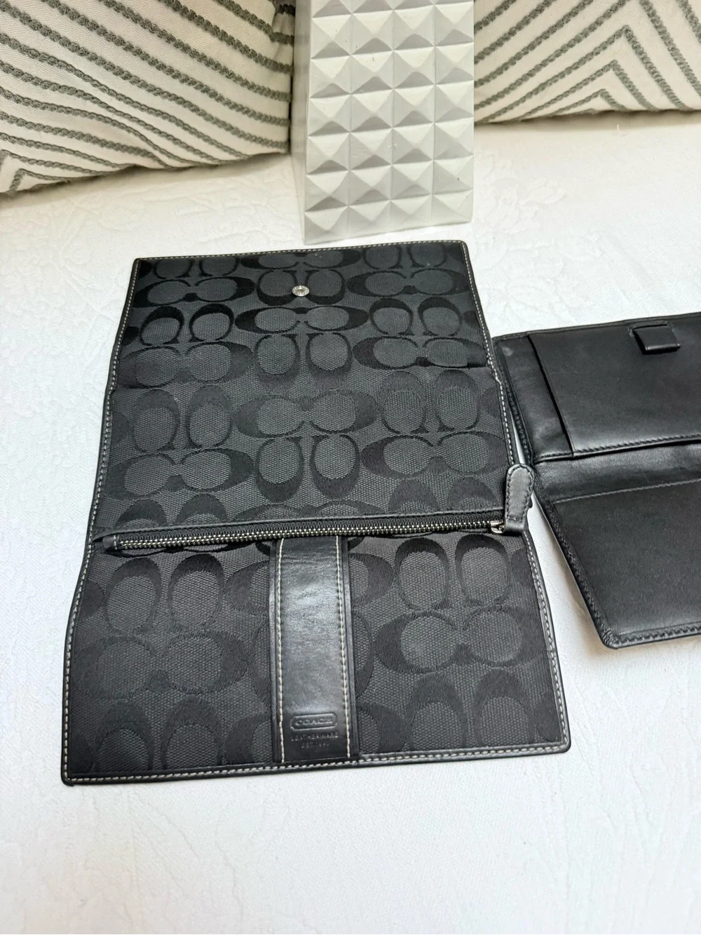 Coach Y2K Black Signature Fold-Over Continental Wallet